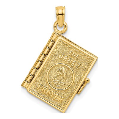 14K Yellow Gold Jabez Prayer Book Pendant