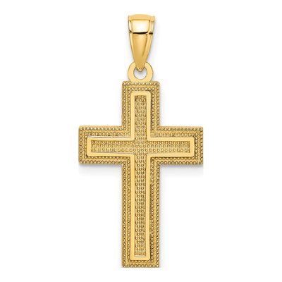 14K Yellow Gold Block Cross Pendant