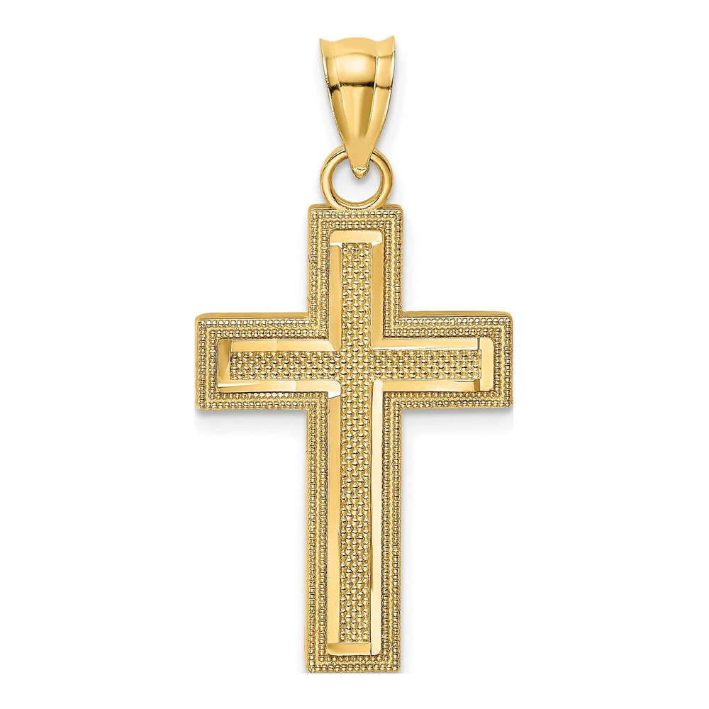 14K Yellow Gold Block Cross Pendant
