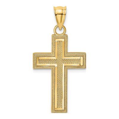 14K Yellow Gold Block Cross Pendant