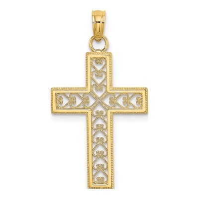 14K Yellow Gold Filigree Cross Pendant