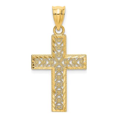 14K Yellow Gold Filigree Cross Pendant