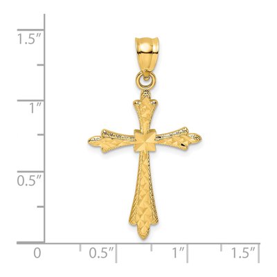 14K Yellow Gold Diamond-Cut Cross Pendant – view 4