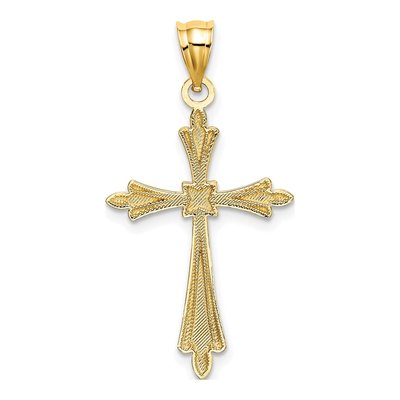14K Yellow Gold Diamond-Cut Cross Pendant – view 5