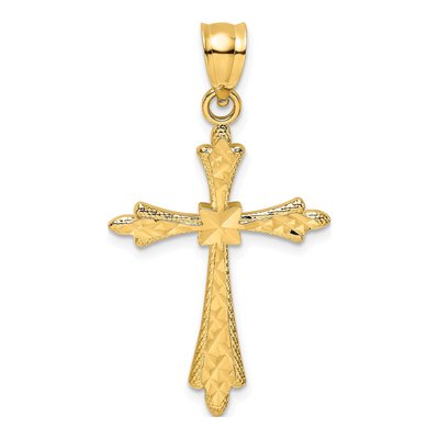 14K Yellow Gold Diamond-Cut Cross Pendant