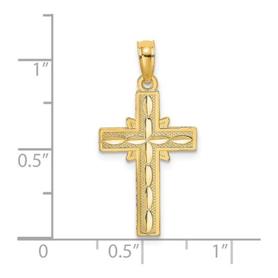 14K Yellow Gold Diamond-Cut Cross Charm – view 4