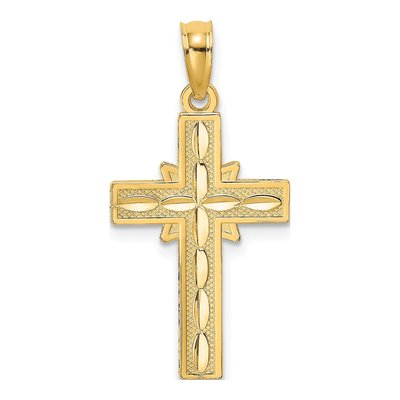 14K Yellow Gold Diamond-Cut Cross Charm
