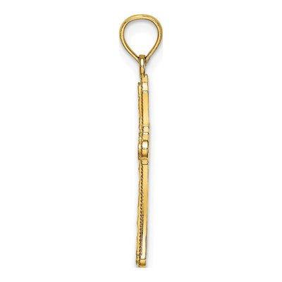 14K Yellow Gold Diamond-Cut Striped Cross Charm – view 3