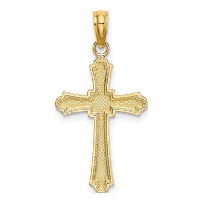 14K Yellow Gold Diamond-Cut Striped Cross Charm – view 5