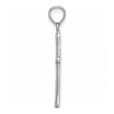 14K White Gold Diamond-Cut Striped Cross Charm – view 3