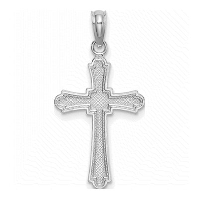 14K White Gold Diamond-Cut Striped Cross Charm – view 5