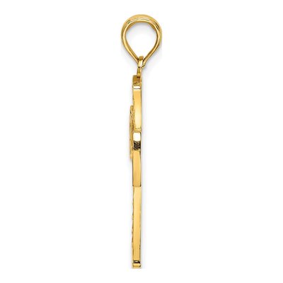 14K Yellow Gold Diamond-Cut Lattice Cross Charm – view 3