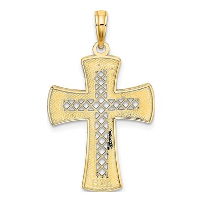 14K Yellow Gold Diamond-Cut Lattice Cross Charm – view 5