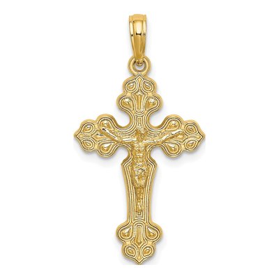 14K Yellow Gold Crucifix Charm