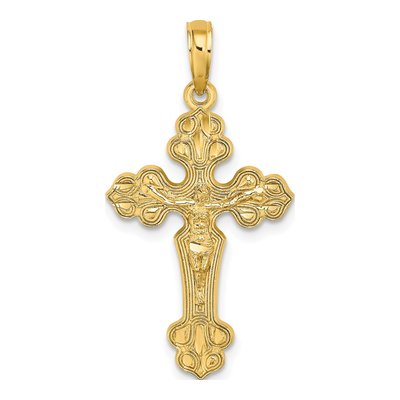 14K Yellow Gold Diamond-Cut Crucifix Charm