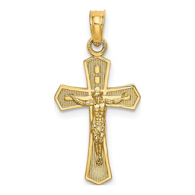 14K Yellow Gold Crucifix Charm