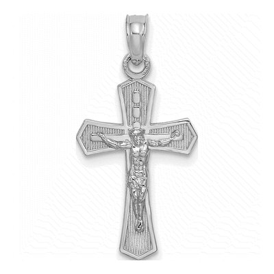 14K White Gold Crucifix Charm