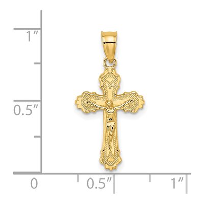 14K Yellow Gold Textured Crucifix Pendant – view 4