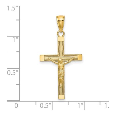 14K Yellow Gold Textured Crucifix Pendant – view 4