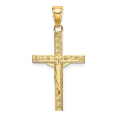 14K Yellow Gold Textured Crucifix Pendant – view 5