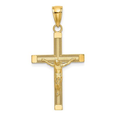14K Yellow Gold Textured Crucifix Pendant