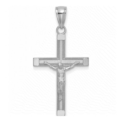 14K White Gold Crucifix Pendant