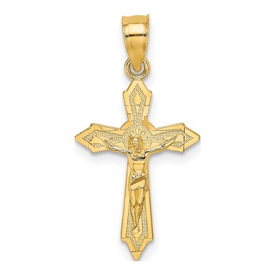 14K Yellow Gold Crucifix Charm