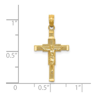 14K Yellow Gold Beaded Crucifix Pendant – view 4
