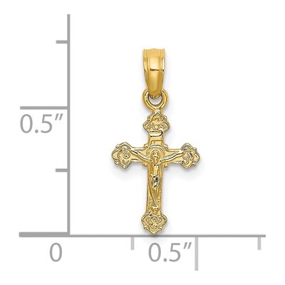 14K Yellow Gold Mini Crucifix Pendant – view 4