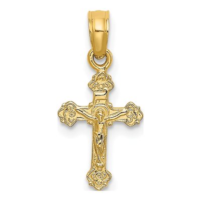 14K Yellow Gold Mini Crucifix Pendant