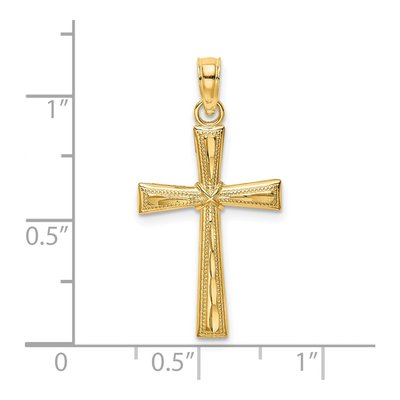 14K Yellow Gold Diamond-Cut Cross Charm – view 4