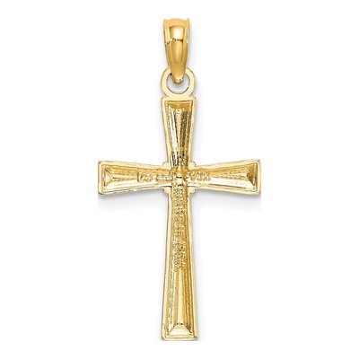 14K Yellow Gold Diamond-Cut Cross Charm – view 5