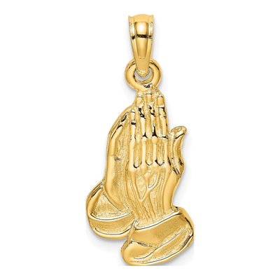 14K Yellow Gold Praying Hands Pendant