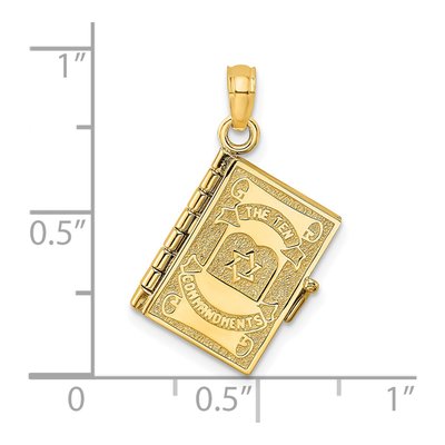 14K Yellow Gold 3-D Ten Commandments Book Pendant – view 4