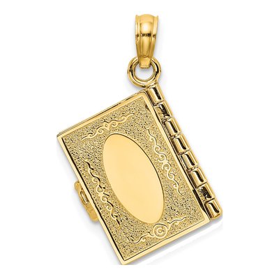 14K Yellow Gold 3-D Ten Commandments Book Pendant – view 5