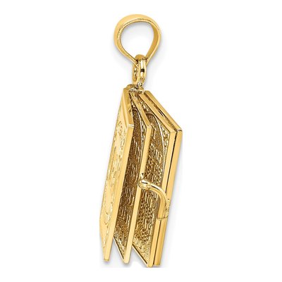 14K Yellow Gold 3-D Ten Commandments Book Pendant – view 6