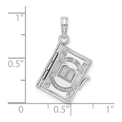 14K White Gold Ten Commandments Book Pendant – view 4