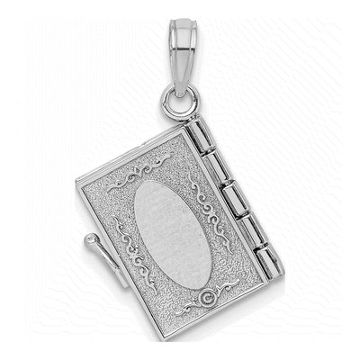 14K White Gold Ten Commandments Book Pendant – view 5