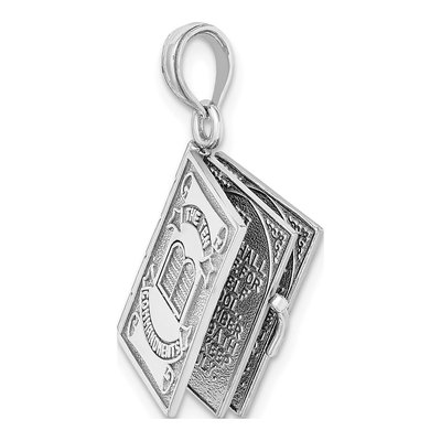 14K White Gold Ten Commandments Book Pendant – view 6