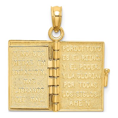 14K Yellow Gold Santa Biblia Bible Charm – view 5