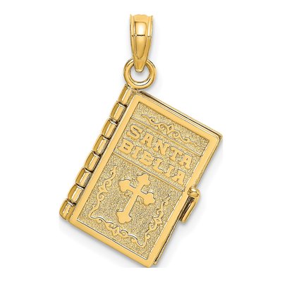 14K Yellow Gold Santa Biblia Bible Charm