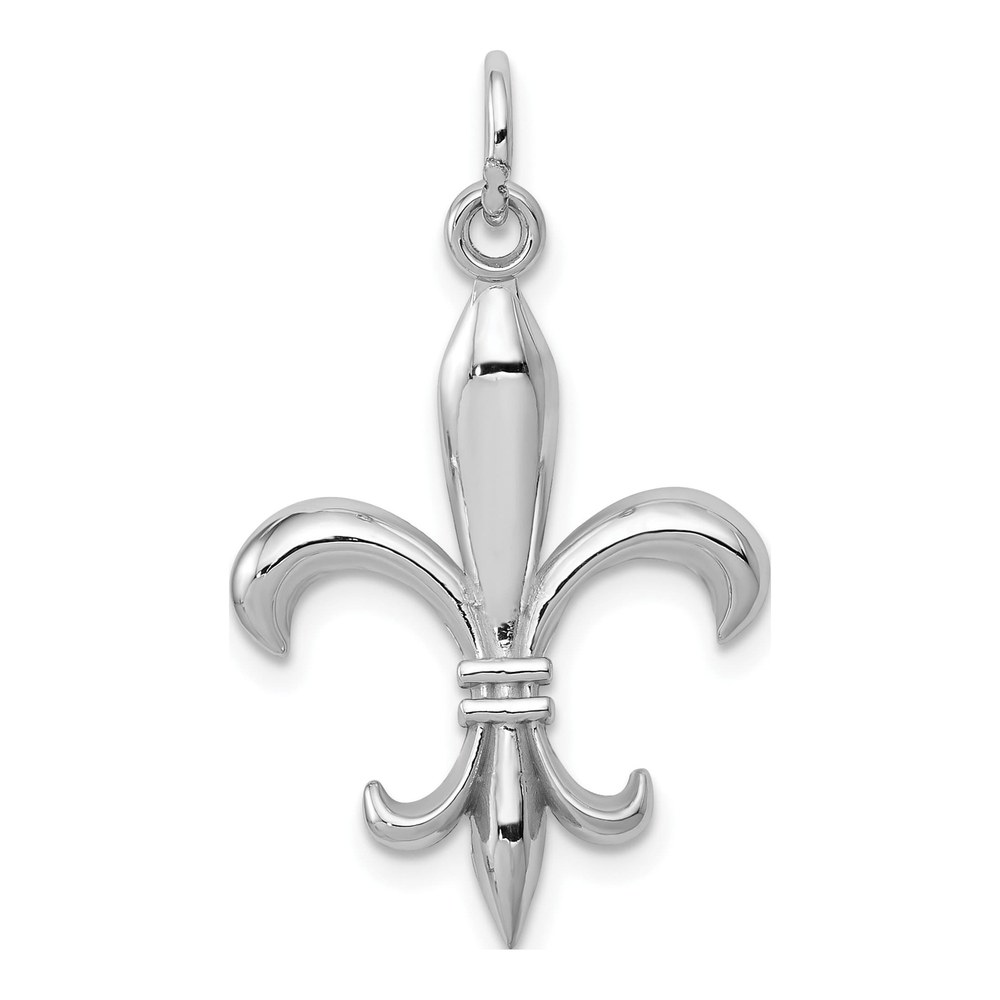 14K White Gold Fleur de Lis Pendant
