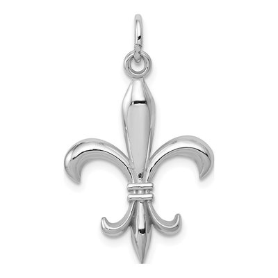 14K White Gold Fleur de Lis Pendant