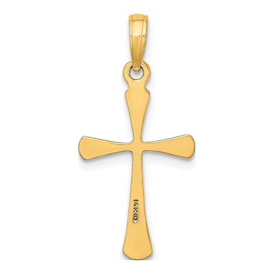 14K Yellow Gold Beveled Tip Cross Pendant – view 5
