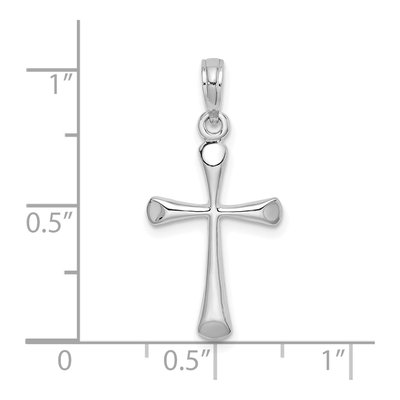 14K White Gold Beveled Tip Cross Pendant – view 4