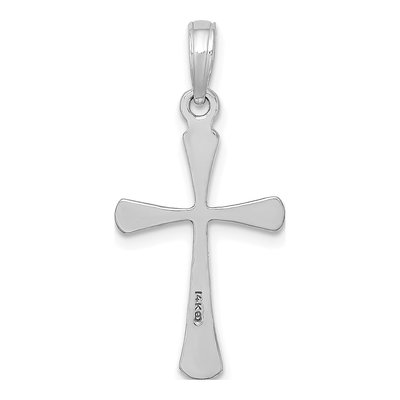 14K White Gold Beveled Tip Cross Pendant – view 5
