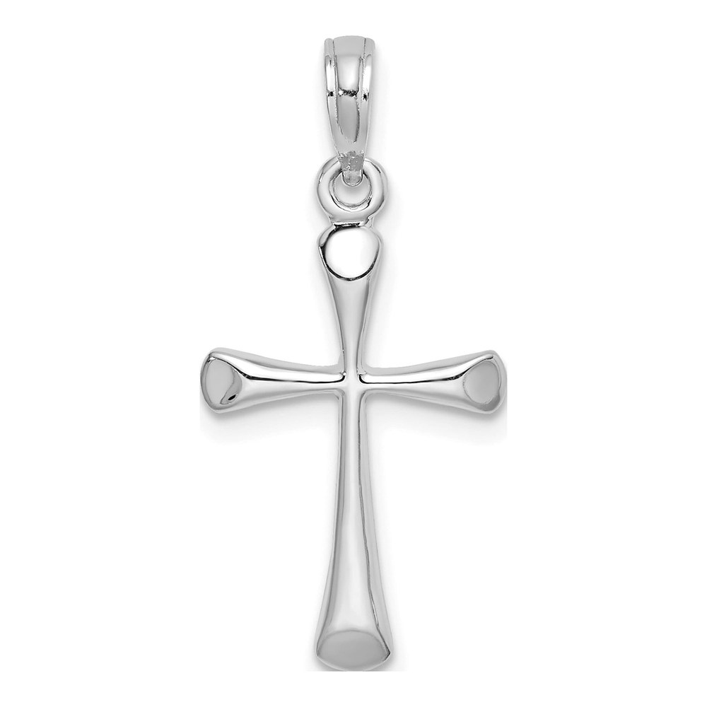 14K White Gold Beveled Tip Cross Pendant
