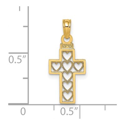 14K Yellow Gold Cut-Out Heart Cross Charm – view 4