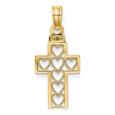 14K Yellow Gold Cut-Out Heart Cross Charm – view 5