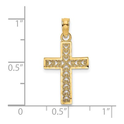 14K Yellow Gold Diamond-Cut Filigree Cross Charm – view 4